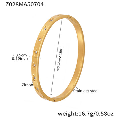 B廠【Z024】跨境新款簡約鈦鋼時尚鑲鑽素圈手鐲女歐美時尚女士手鐲手飾 25.07-2