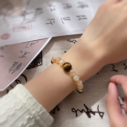 A廠【S253】天然石黃塔晶虎眼石原創設計新中式景區熱賣水晶手鍊民族風手飾女
 26.01-1