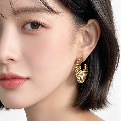 A廠【7827】【希臘神話】時髦中古太陽花耳環女小眾設計高級感耳飾 26.07-1