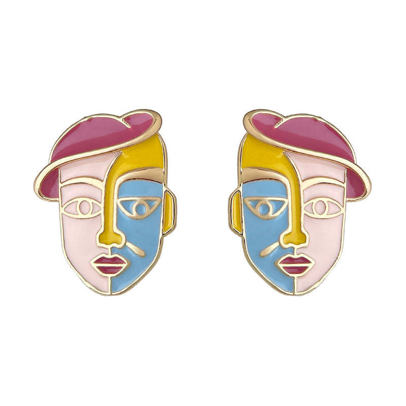 A廠【7488】原創藝術生手工彩繪頭像個性耳環小眾設計師新款耳環
 26.04-3