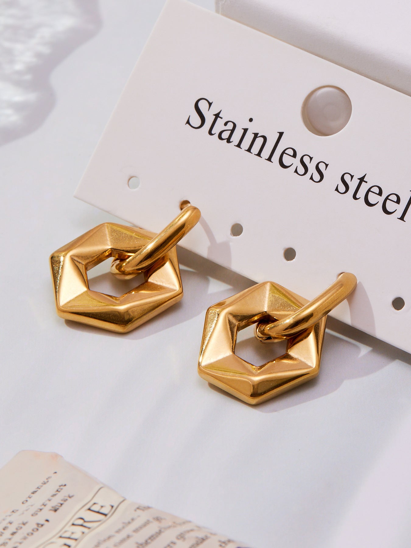 B廠【F364】不鏽鋼幾何異形橢圓吊墜耳環INS歐美風簡約氣質耳飾鍍18k金
 25.11-1