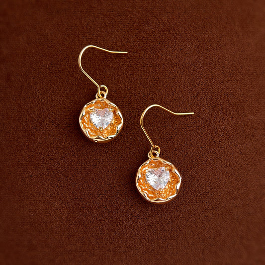 A廠【7266】鑲嵌鋯石時尚高級感中古風簡約愛心幾何新款耳飾極簡主義耳環
 25.12-4