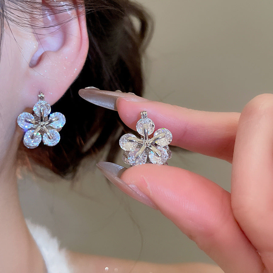 A廠【WE5046】韓系ins鋯石花朵雙面耳扣溫柔甜美小眾氣質耳環輕奢高級感耳飾女
 25.11-1