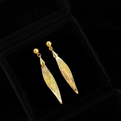 A廠【7335】原創樹葉微鑲鋯石925銀針鍍14K時尚高級感輕奢風新款耳環
 26.01-2