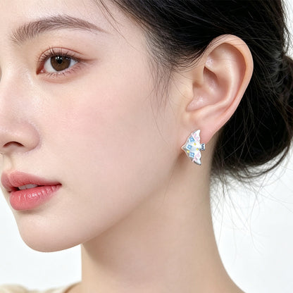 A廠【7662】原創飛鳥噴砂質感霧面手工彩繪和平鴿耳飾銀針個性小眾耳釘
 26.08-2
