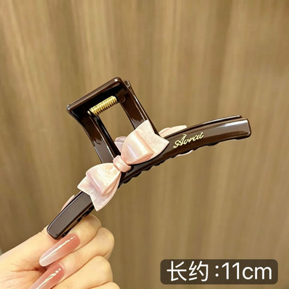 C廠【X458】甜美氣質粉紅蝴蝶結髮夾女2026新款後腦勺頭髮抓夾精緻漂亮鯊魚夾
 26.06-2