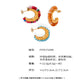 B廠【F976】歐美復古彩色天然石手工串珠耳環時尚小眾百搭鈦鋼C型鍍18k金耳飾 24.06-3