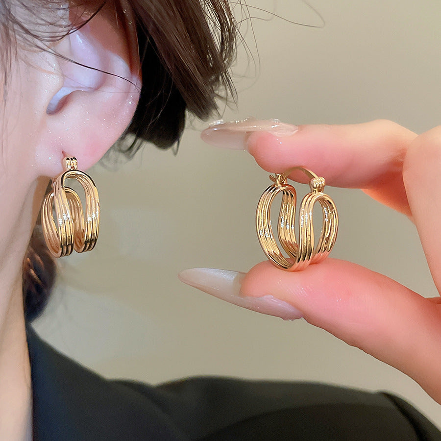 A廠【WE4921】18k真金電鍍歐美幾何橢圓形鏤空扣時尚百搭耳環小眾設計感耳飾
 25.10-4