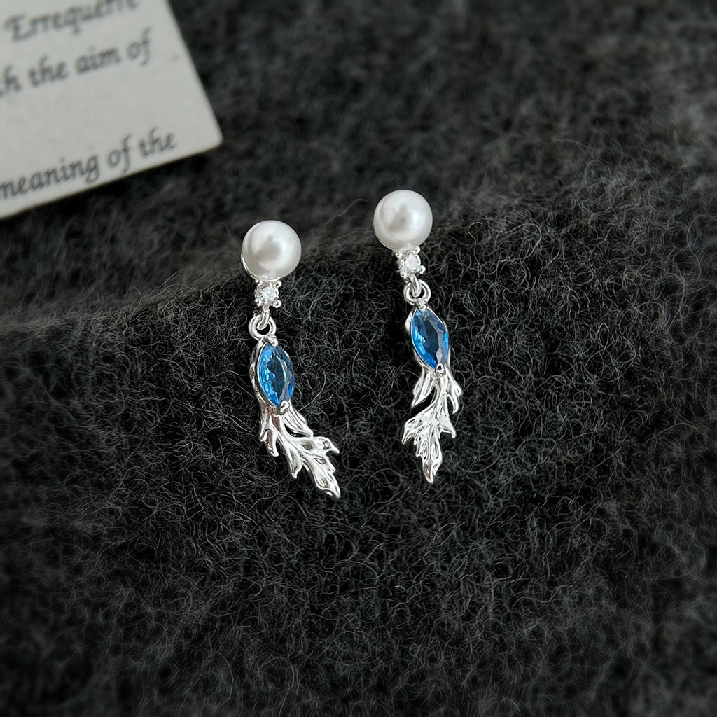 A廠【7374】原創設計時尚高級感海藍寶鋯石金魚耳環簡約風氣質優雅耳環女
 26.01-4