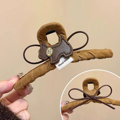 C廠【P95】小狗蝴蝶結頭髮抓夾女高級感2025新氣質秋冬後腦勺髮量大鯊魚夾
 26.01-1