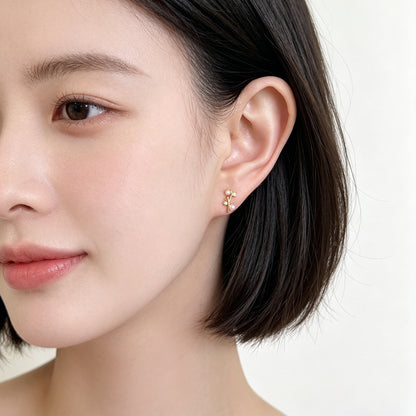A廠【5206】微鑲鋯石鍍銀針鍍14K時尚簡約個性樹枝小耳環女通勤百搭耳飾
 26.05-3