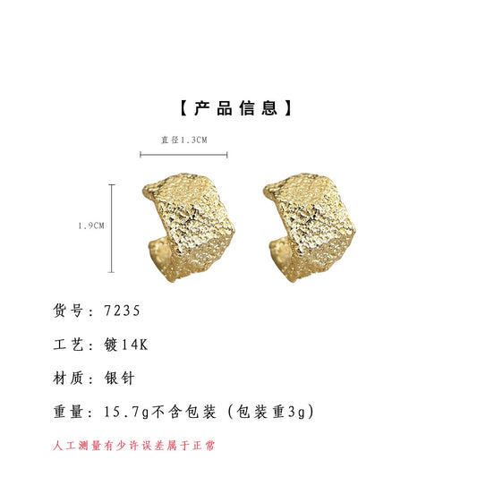A廠【7235】時尚高級感中古重工質感925銀針幾何新款飾品耳環女
 25.12-3