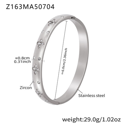 B廠【Z122】ins小眾設計感不鏽鋼幾何素圈鑲鋯石手鐲跨國時尚手環組合 25.07-2