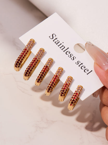 B廠【F836】跨國新款彩色5A鋯石長款U型耳扣耳圈不鏽鋼鍍18k真金不掉色
 25.11-2