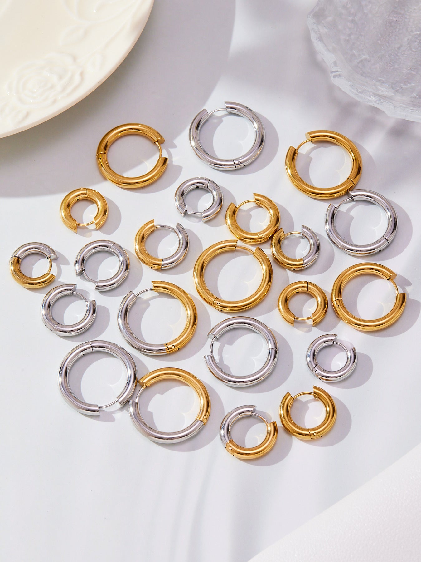 B廠【F715】INS誇張圓圈簡約耳圈個性百搭網紅耳環不鏽鋼鍍18k真金飾品
 25.11-1