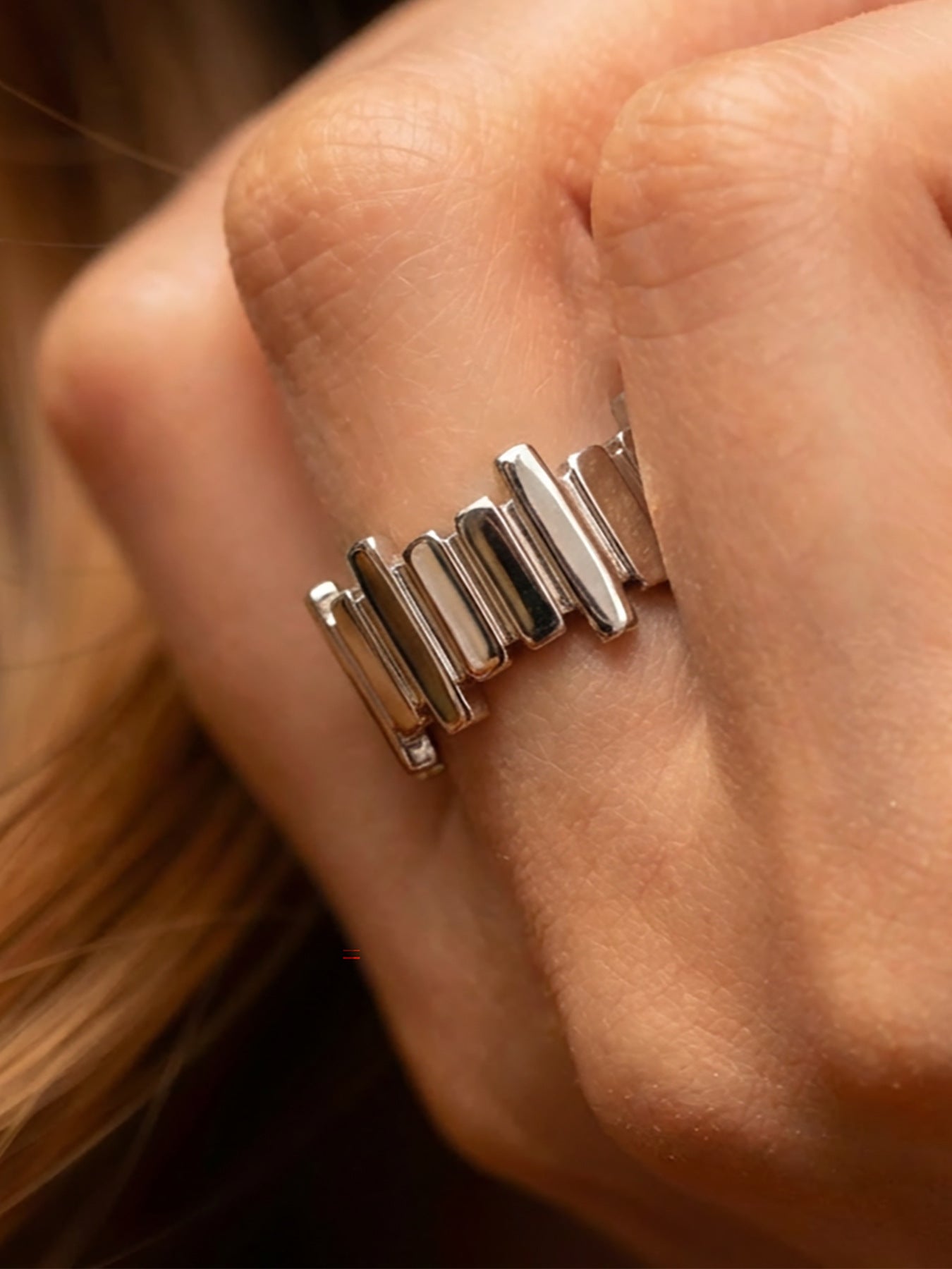 B廠【A314】歐美ins小眾設計不規則長條幾何開口戒指不鏽鋼鍍18k真金個性戒指
 26.01-1