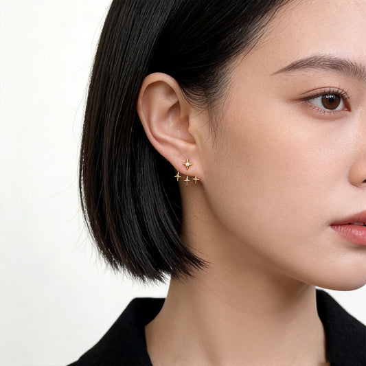 A廠【7252】原創一款兩戴時尚高級感芒星s925銀針鋯石耳飾女優雅新款創意耳環
 25.12-4