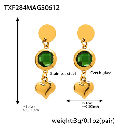 B廠【TXF284】歐美飾品不銹鋼愛心耳環超閃捷克玻璃耳環小眾輕奢耳飾保色 25.06-3