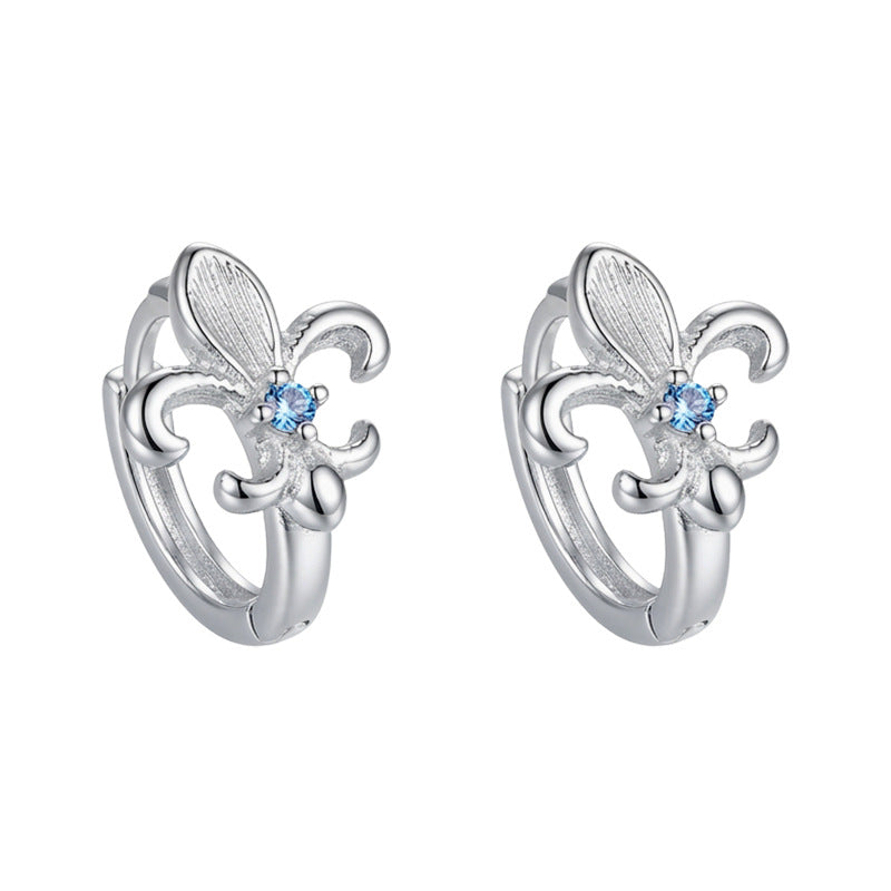 A廠【8140】輕奢風高級感微鑲鋯石鳶尾花耳環簡約小巧耳扣耳環女飾品
 26.09-1