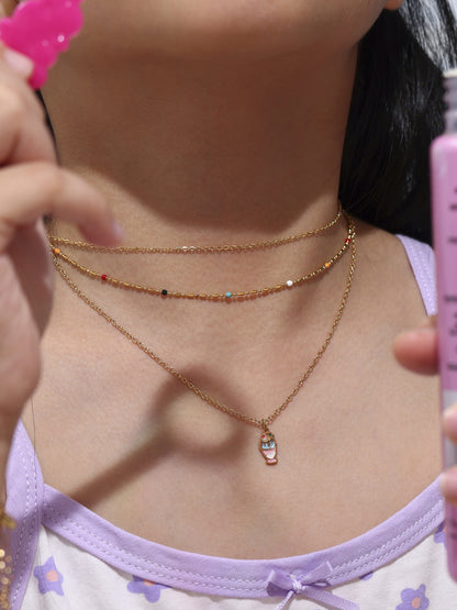 B廠【TXP319】不鏽鋼飾品彩色雪糕小可愛項鍊手鍊耳環戒指組18k金 25.07-3