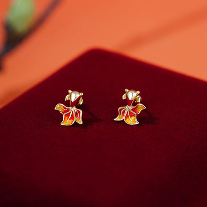 D廠【YC8690E】S999足銀上岸錦鯉防掉螺絲耳環本命年鴻運精緻耳飾 25.01-4