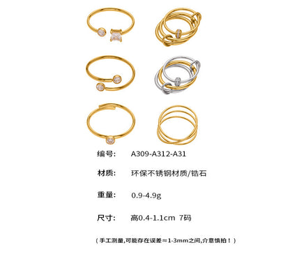 B廠【A309】超閃5A鋯石小鑽尾戒三件組戒指不鏽鋼18k鍍金飾品跨境rings
 25.10-1