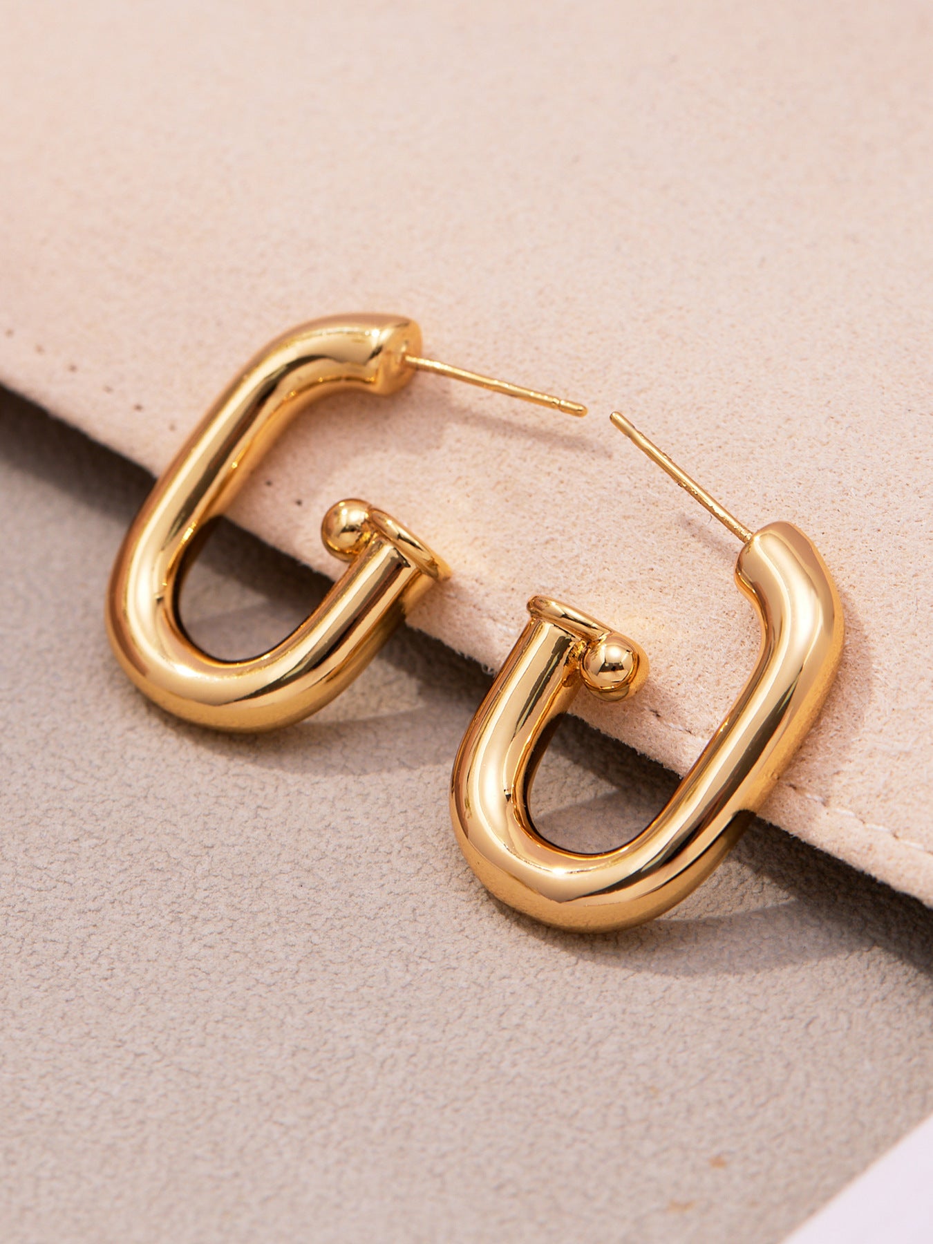 B廠【F763】法式U型橢圓耳環簡約冷淡風耳環銅材質鍍18k真金不掉色耳飾
 25.11-2