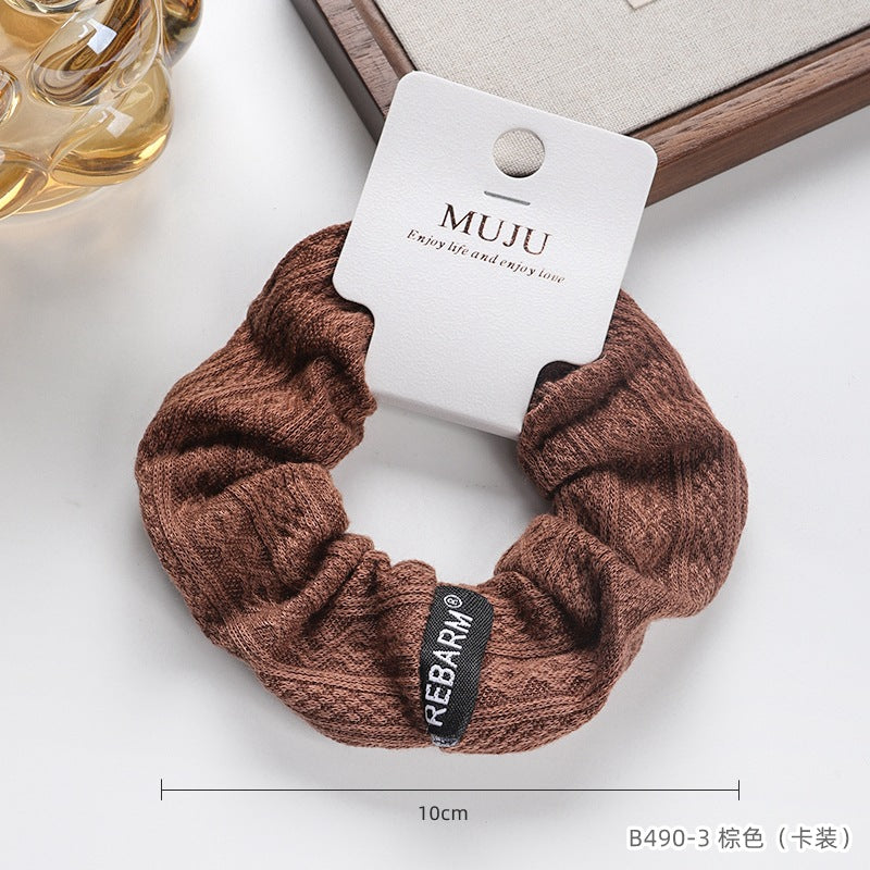 D廠【B490】秋冬毛線大腸圈髮繩卡裝高級感髮飾皮筋商超條形碼頭繩馬尾髮圈
 25.11-1「D廠-單筆結帳需滿，NT$600出貨(不含運費)」