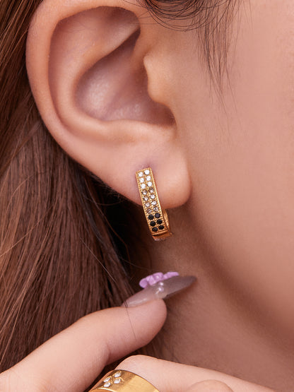 B廠【F670】超閃5A鋯石U型卡扣彩鑽耳扣歐美風時尚輕奢百搭不鏽鋼耳飾
 25.11-1