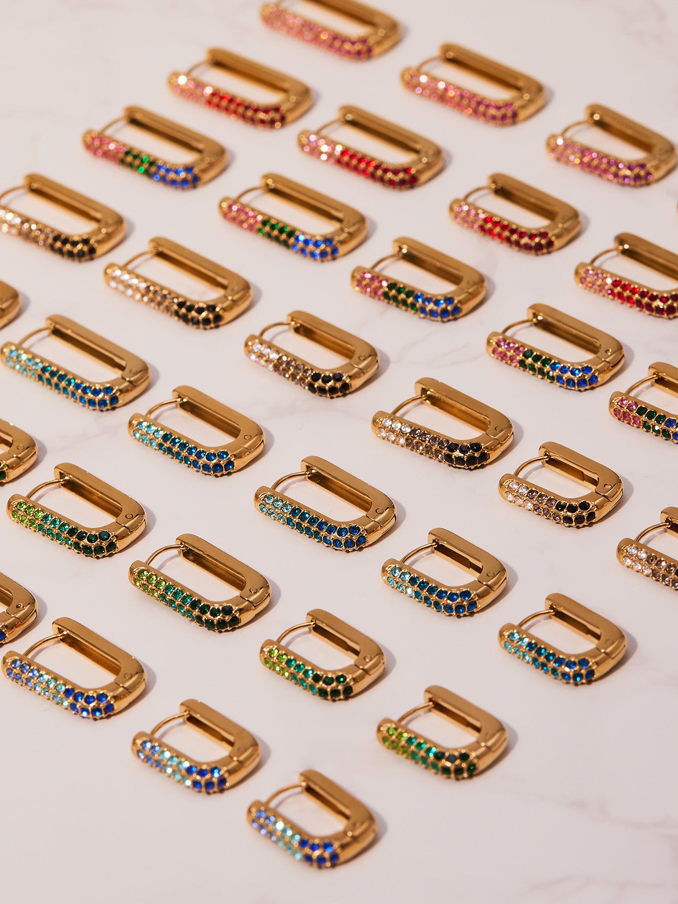 B廠【F836】跨國新款彩色5A鋯石長款U型耳扣耳圈不鏽鋼鍍18k真金不掉色
 25.11-2