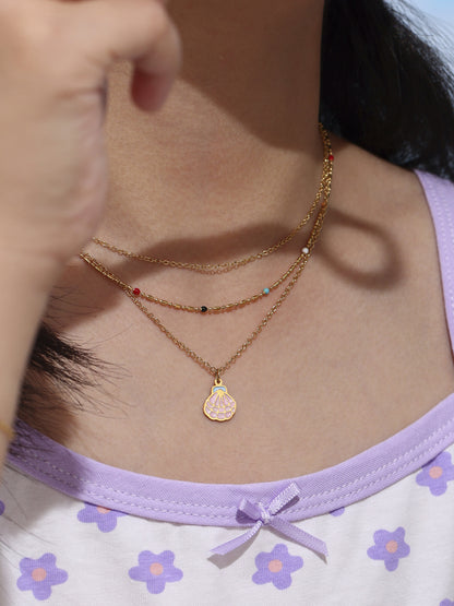 B廠【TXP318】粉紅色白雪公司裙子飾品不銹鋼鍍18k真金不掉色首飾套裝 25.07-3