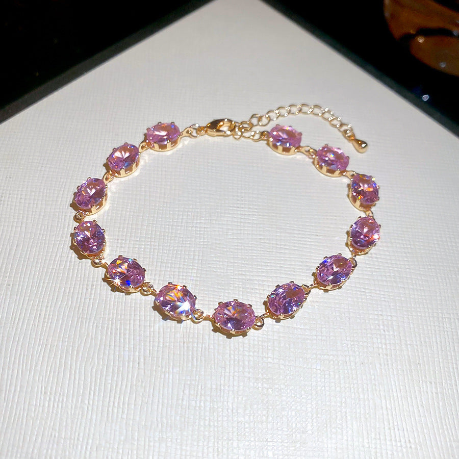 A廠【HB4615】超閃鋯石幾何橢圓形手鍊時尚簡約百搭氣質手環精緻輕奢高級感手飾
 25.10-1