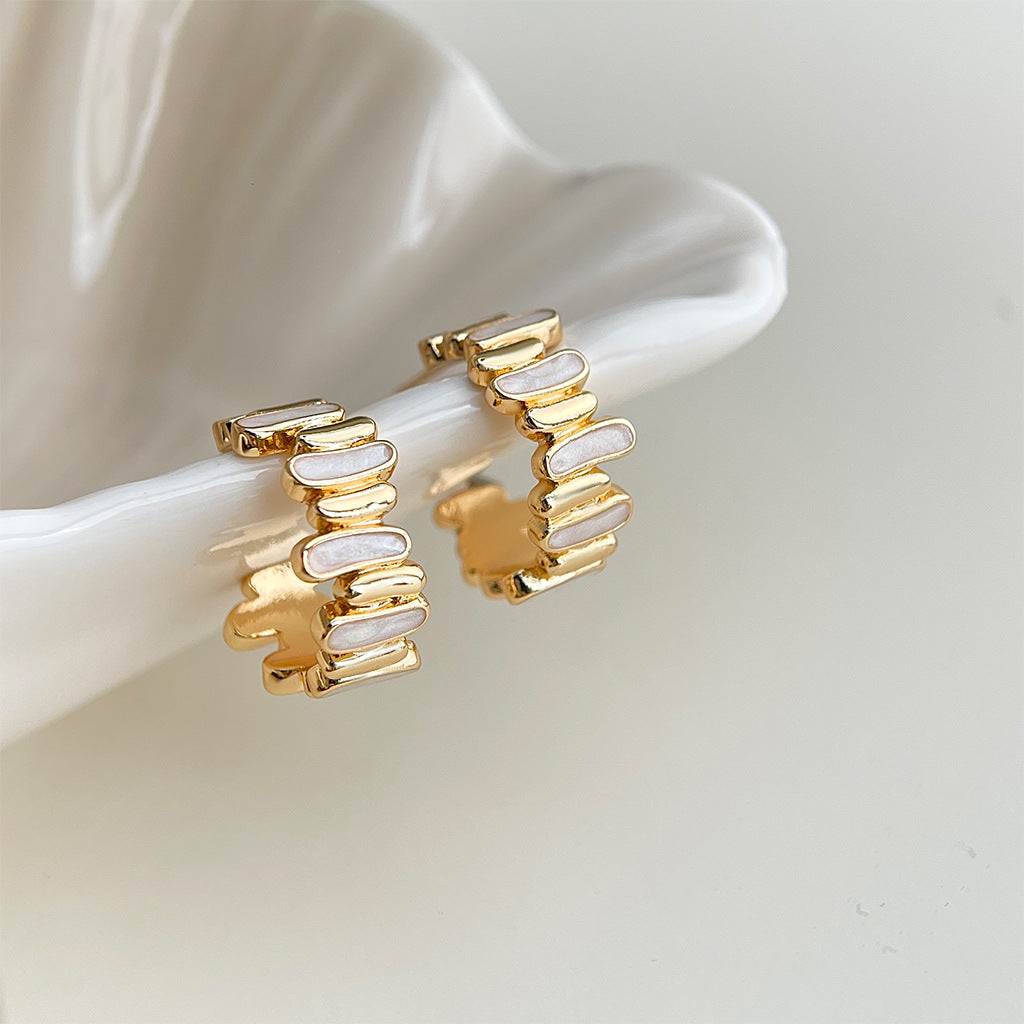 A廠【7098】小眾輕奢時尚高級感925銀針鍍14K不規則圓形幾何新款耳環
 25.11-3