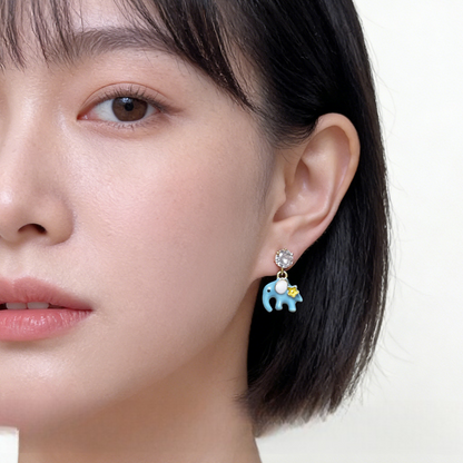 A廠【7391】清新甜美可愛琺瑯滴釉手工彩繪童趣小象耳環個性小眾新款耳環
 26.02-4