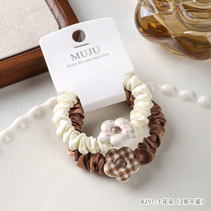 C廠【B291】2條卡裝髮繩簡約咖色小腸髮圈可愛卡通動物頭繩髮飾綁馬尾皮筋 25.08-1「C廠-單筆結帳需滿，NT$500出貨(不含運費)」「C廠-單筆結帳需滿，NT$500出貨(不含運費)」