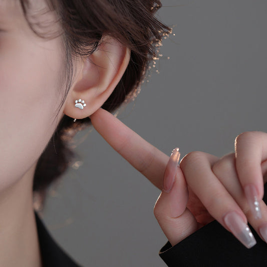 E廠【XDQ10601E】簡約小清新S999純銀貓爪耳鉤女時尚高級感耳環精緻百搭耳飾潮
 26.03-4
