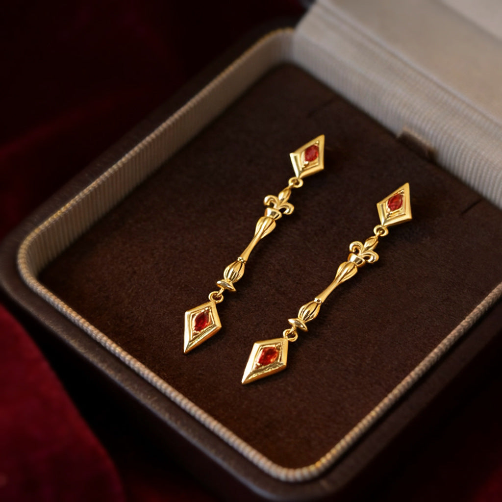 A廠【7385】原創鳶尾花時尚高級感長款流蘇微鑲鋯石氣質輕奢風新款耳環女
 26.01-4