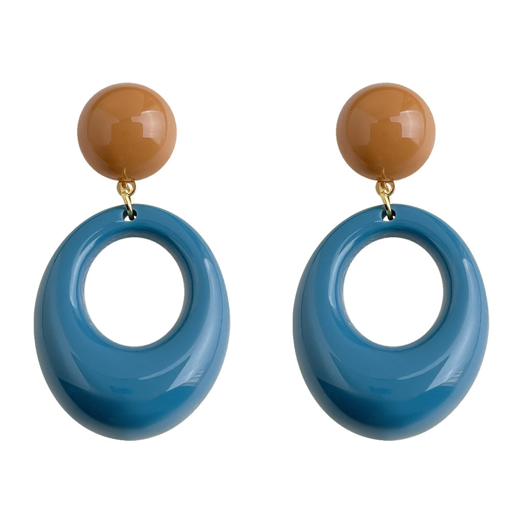 A廠【7033】霧霾藍圓形幾何耳環耳飾
 26.10-1