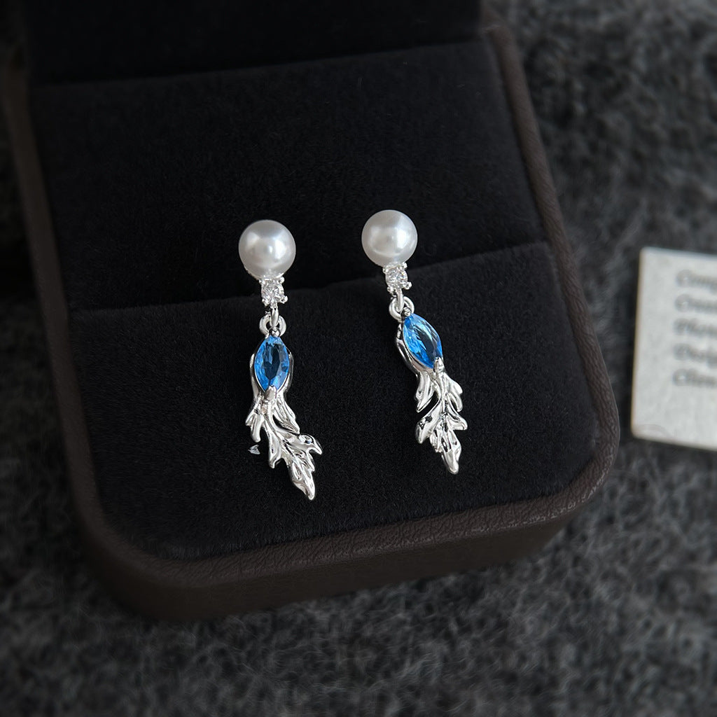 A廠【7374】原創設計時尚高級感海藍寶鋯石金魚耳環簡約風氣質優雅耳環女
 26.01-4