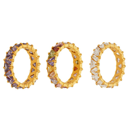 B廠【A543】歐美ins時尚個性鑲嵌三角鋯石戒指不鏽鋼鍍18k金跨境輕奢百搭手飾
 26.02-1