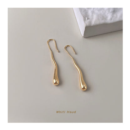 C廠【6919】時尚高級感電鍍14K簡約通勤輕奢風異形不規則長水滴耳飾 耳環女
 25.10-4