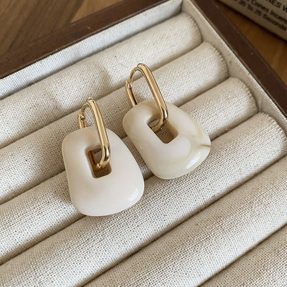 A廠【HE29278】壓克力方形吊墜耳環復古休閒時尚日常通勤耳環輕奢高級感小眾耳飾
 25.11-2