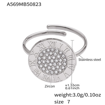 B廠【A569】跨國不鏽鋼鑲鋯石開口戒指組合鍍18k真金時尚簡約尾戒
 25.10-1