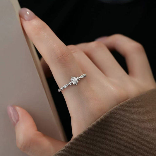 E廠【XDQ8306R】S999純銀時尚輕奢閃鑽戒指女簡約高級感鑲鋯石氣質開口食指戒
 25.12-4