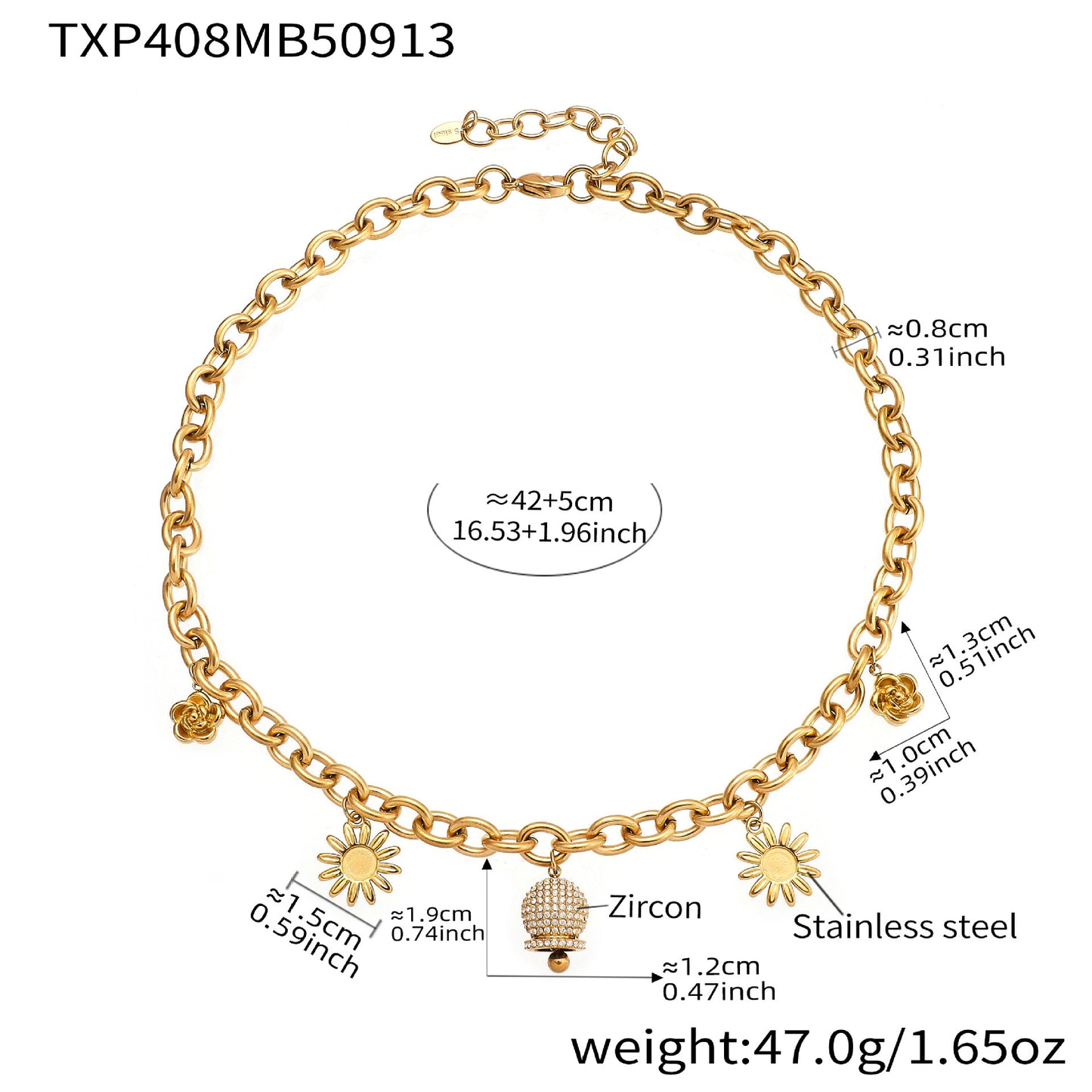 B廠【TXP408】不銹鋼滿鋯鈴鐺多元素DIY手鍊項鍊鍍18k金時尚輕奢首飾套裝
 25.09-4