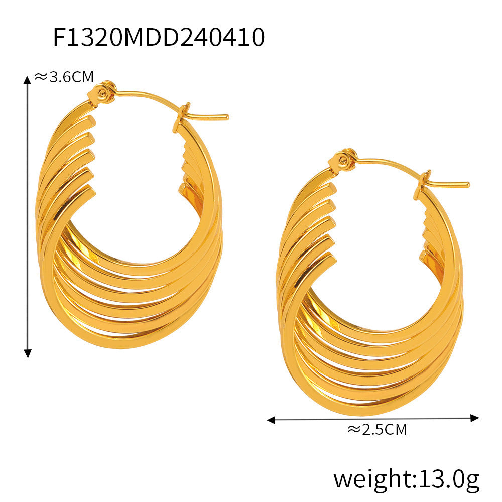 B廠【F1319-1326】earrings歐美時尚鈦鋼復古多層鏤空耳環網紅同款氣質幾何耳飾 24.04-3