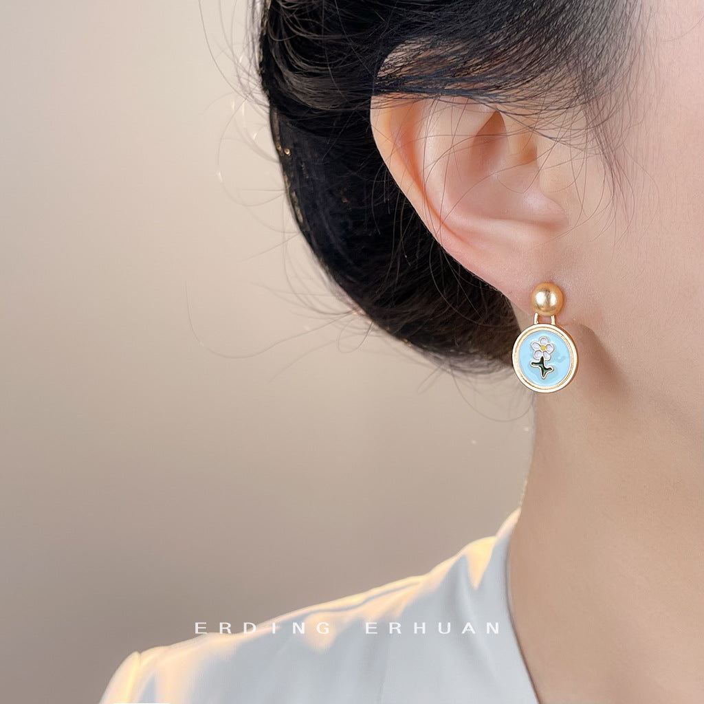 C廠【7083】小香風時尚高級感琺瑯滴釉彩繪花朵圓形幾何新款飾品
 25.11-2