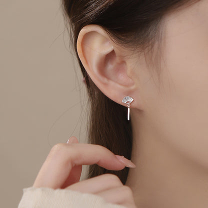 D廠【YC9206E】S999足銀扇子耳環女新中式國風小巧扇形耳環簡約設計耳環 25.03-4