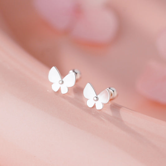D廠【YC6506E】足銀S999可愛蝴蝶螺絲耳環你甜美風小清新氣質小巧精緻耳飾
 25.11-3