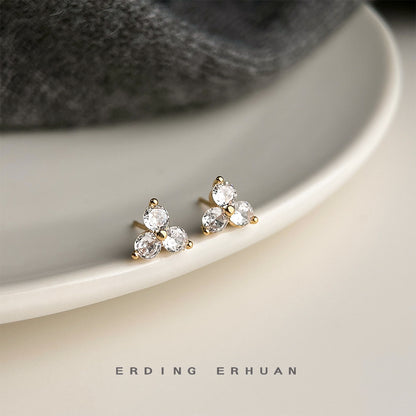 A廠【5931】鑲嵌鋯石簡約版鍍14K圓形幾何學生款迷你小耳環女耳飾 25.05-1